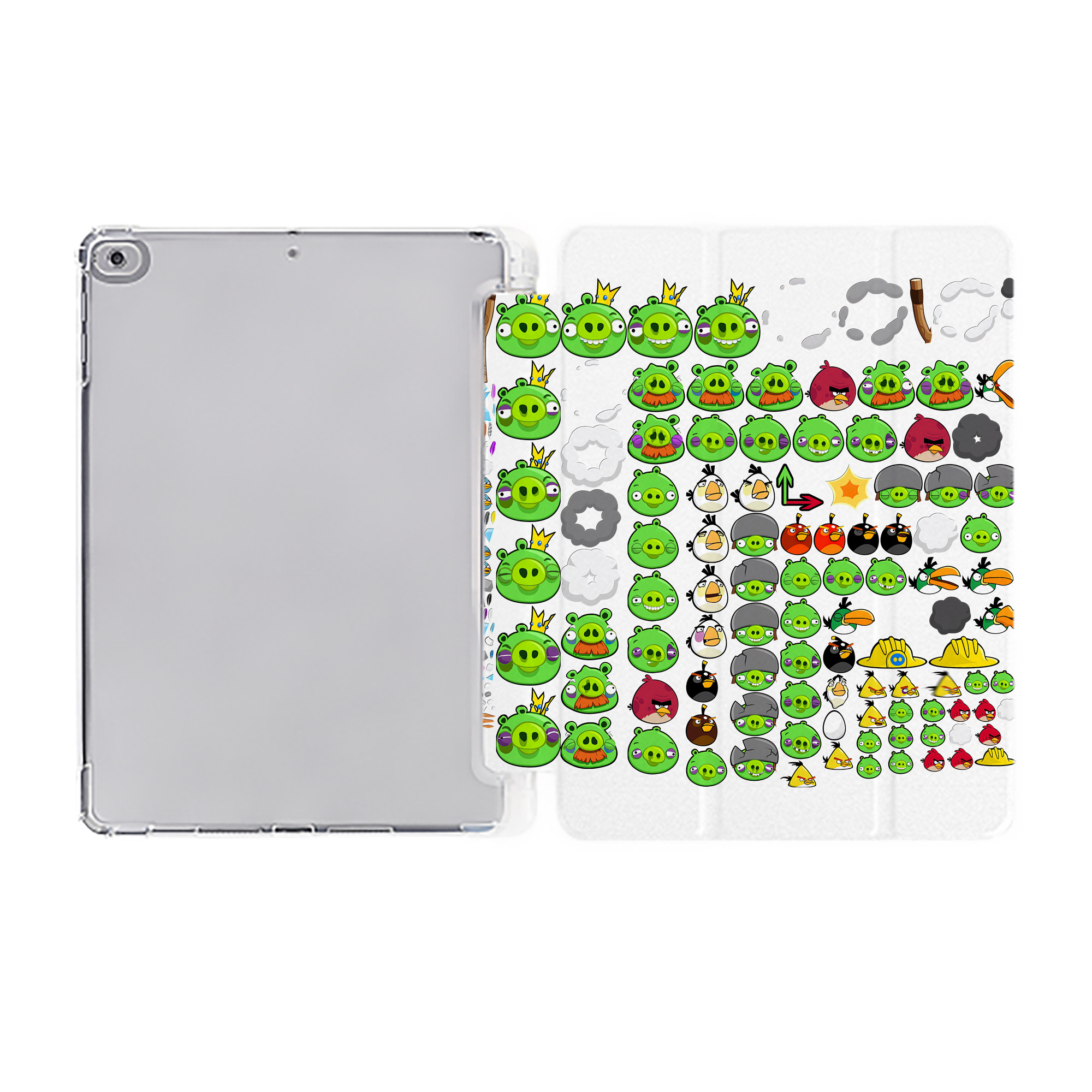 （画像用） Angry Birds アングリーバード IPad ケース ペン収納付き 三つ折りスタンド PUレザー×シリコン 対応機種9.5/10.5/10.9インチ